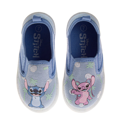 Disney Stitch Girls' Light-Up Slip-On Canvas Sneakers with Angel â€“ Easy On Casual Shoes (Toddler)