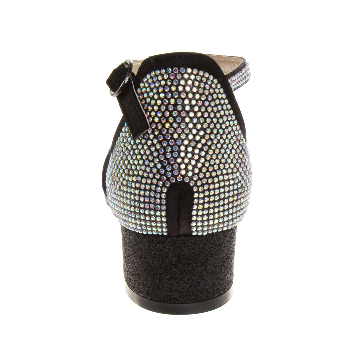 Badgley Mischka Block Heeled Dress Shoes Big Kids'  Elegant Stylish Formal Wear Comfort Block Heel Sparkle Detail (Toddler)