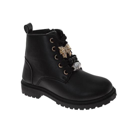 Kensie Girl Fashion Ankle Combat Boots Ã¢â‚¬â€œ Girls Lace-Up Charm Combat Boots with Side Zip (Little Kid/Big Kid)
